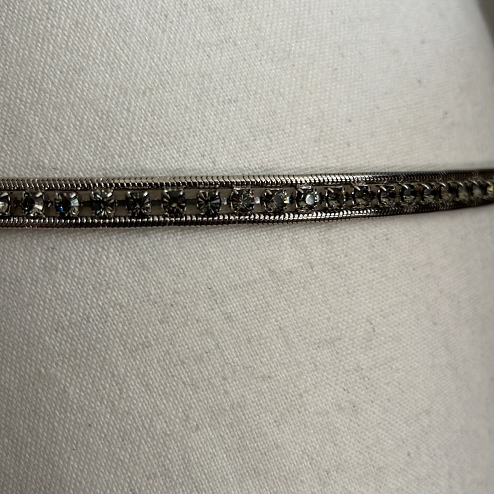 NWT J. Winston rhinestone & silver belt, 40” long - Picture 5 of 6